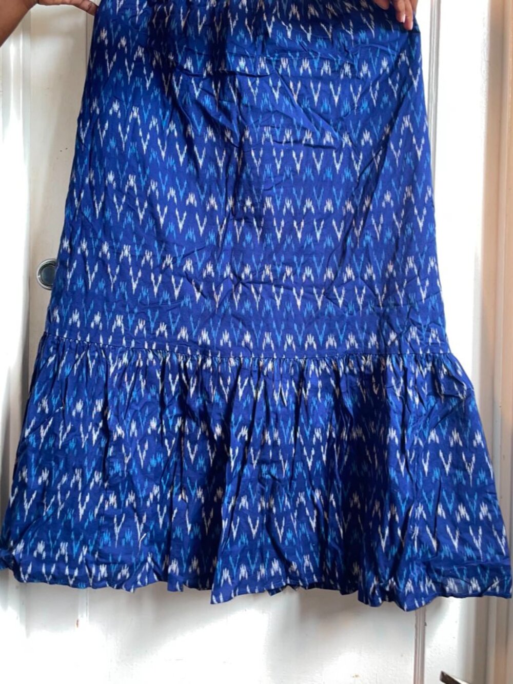 J.Crew Blue Ikat Maxi Dress Size 14 - Picture 5 of 10